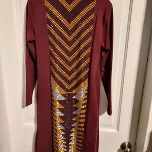 Antthony Burgundy Dress with Gold and Silver Accents
